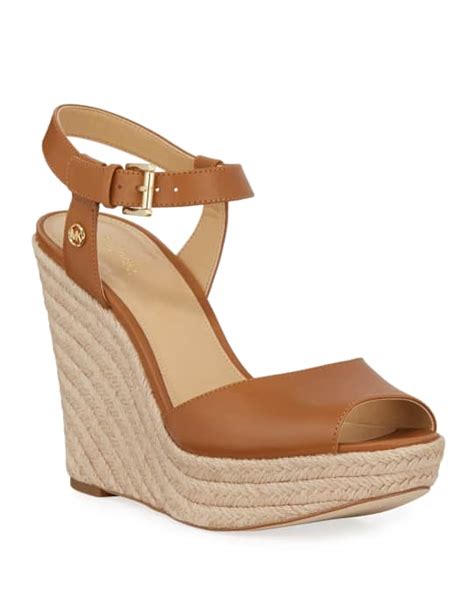 michael michael kors carlyn leather espadrille wedge sandals|Michael Kors sandals with heel.